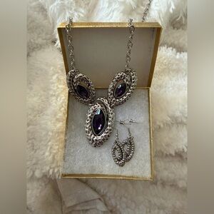 Elegant Silver and Purple Jewelry Set